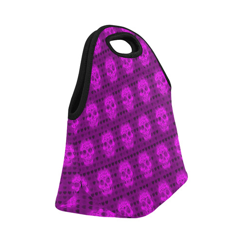 skulls and hearts, pink by JamColors Neoprene Lunch Bag/Small (Model 1669)