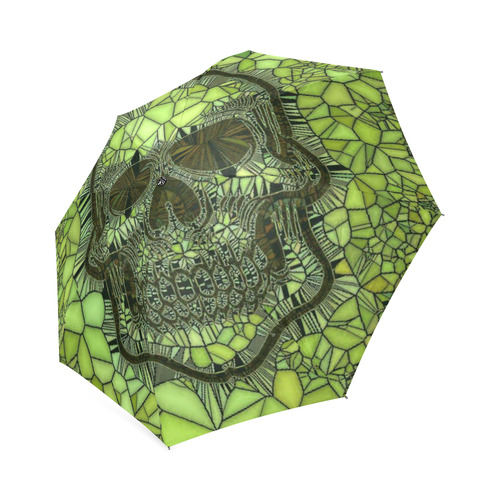 Glass Mosaic Skull,green by JamColors Foldable Umbrella (Model U01)