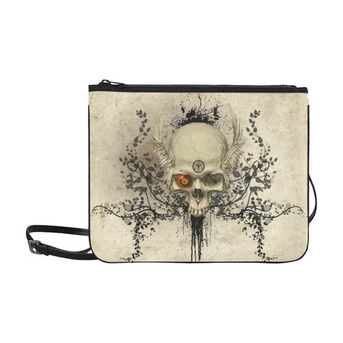 Amazing skull with wings,red eye Slim Clutch Bag (Model 1668)