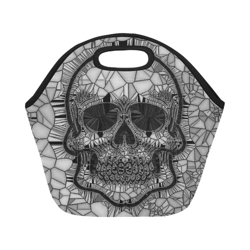 Glass Mosaic Skull, black  by JamColors Neoprene Lunch Bag/Small (Model 1669)
