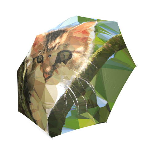 Kitten In Tree Low Poly Triangles Foldable Umbrella (Model U01)