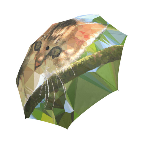 Kitten In Tree Low Poly Triangles Auto-Foldable Umbrella (Model U04)