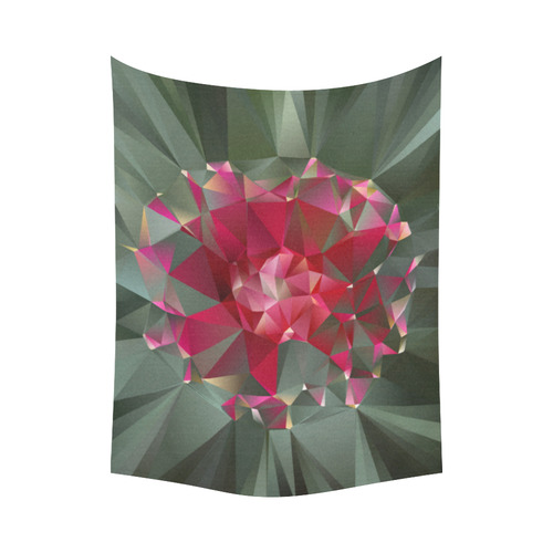 Ruby Low Poly Floral Geometric Triangles Cotton Linen Wall Tapestry 80"x 60"