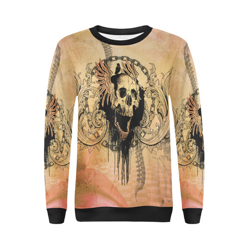 Amazing skull with wings All Over Print Crewneck Sweatshirt for Women (Model H18)