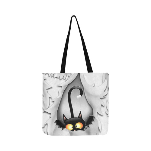 Fun Cat Cartoon in ripped fabric Hole Reusable Shopping Bag Model 1660 (Two sides)