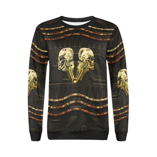 Awesome mechanical skull All Over Print Crewneck Sweatshirt for Women (Model H18)