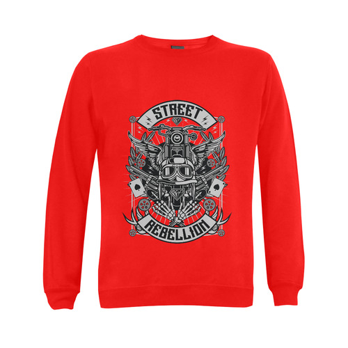 Street Rebellion Red Gildan Crewneck Sweatshirt(NEW) (Model H01)