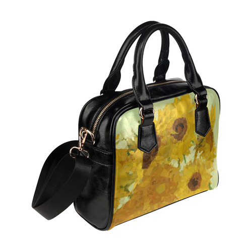 Van Gogh Sunflowers Low Poly Triangles Shoulder Handbag (Model 1634)