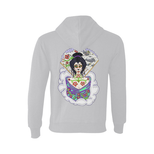 Geisha Sugar Skull Grey Oceanus Hoodie Sweatshirt (NEW) (Model H03)