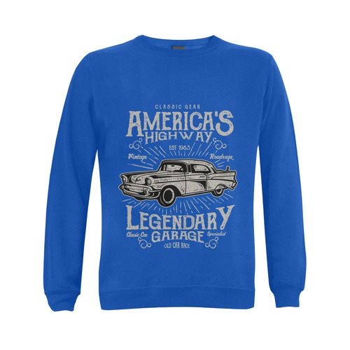 America's  Highway Blue Gildan Crewneck Sweatshirt(NEW) (Model H01)