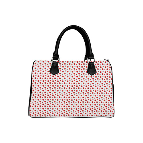 Rambunctious Red Polka Dots on Winter White Boston Handbag (Model 1621)