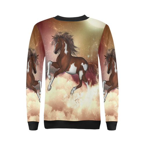 Wonderful wild horse in the sky All Over Print Crewneck Sweatshirt for Women (Model H18)