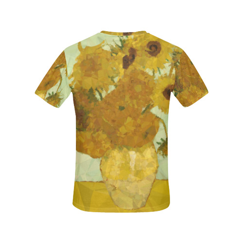 Van Gogh Sunflowers Low Poly Triangles All Over Print T-Shirt for Women (USA Size) (Model T40)