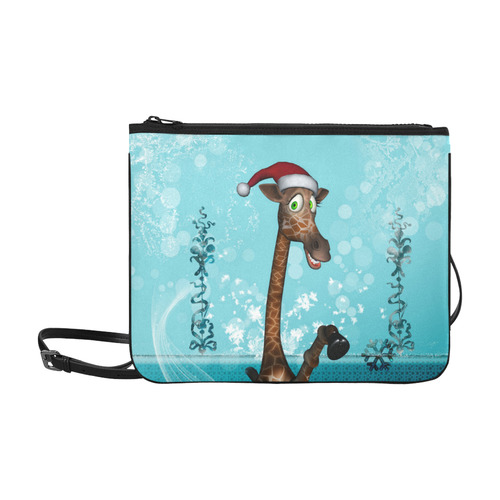 Funny christmas giraffe Slim Clutch Bag (Model 1668)