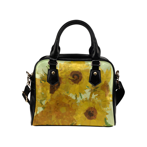 Van Gogh Sunflowers Low Poly Triangles Shoulder Handbag (Model 1634)