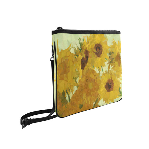 Van Gogh Sunflowers Low Poly Triangles Slim Clutch Bag (Model 1668)