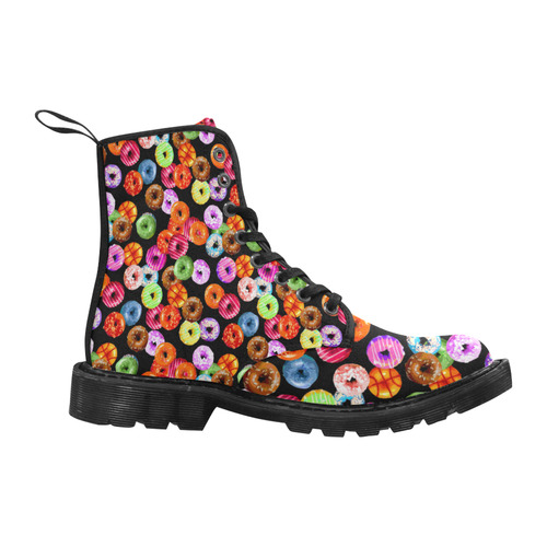 Colorful Yummy DONUTS pattern Martin Boots for Men (Black) (Model 1203H)