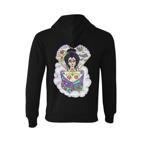 Geisha Sugar Skull Black Oceanus Hoodie Sweatshirt (NEW) (Model H03)