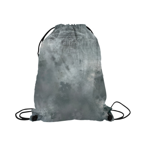 Dark grey letter vintage batik look Large Drawstring Bag Model 1604 (Twin Sides)  16.5"(W) * 19.3"(H)