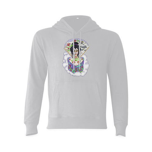 Geisha Sugar Skull Grey Oceanus Hoodie Sweatshirt (Model H03)