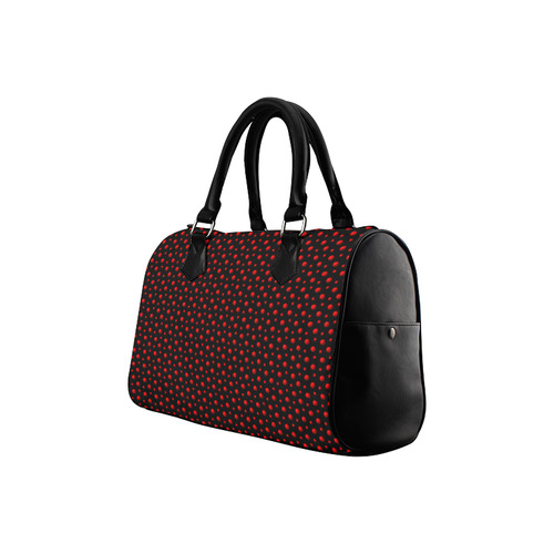 Rambunctious Red Polka Dots on Midnight Black Boston Handbag (Model 1621)
