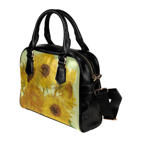 Van Gogh Sunflowers Low Poly Triangles Shoulder Handbag (Model 1634)