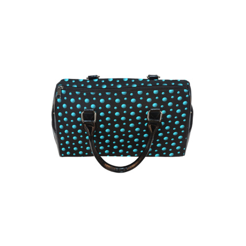 Terrific Turquoise Polka Dots on Midnight Black Boston Handbag (Model 1621)