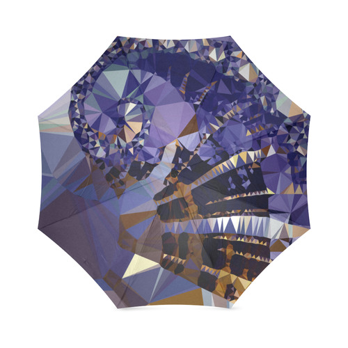 Blue Gold Low Poly Fractal Triangles Foldable Umbrella (Model U01)