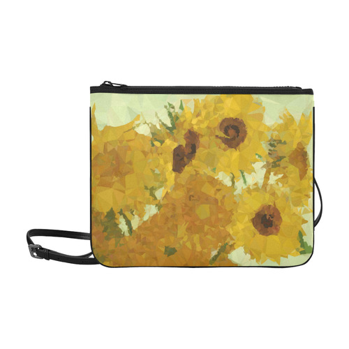 Van Gogh Sunflowers Low Poly Triangles Slim Clutch Bag (Model 1668)