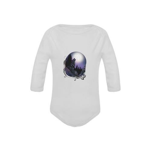 Howling Wolf Baby Powder Organic Long Sleeve One Piece (Model T27)