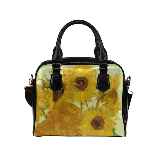 Van Gogh Sunflowers Low Poly Triangles Shoulder Handbag (Model 1634)
