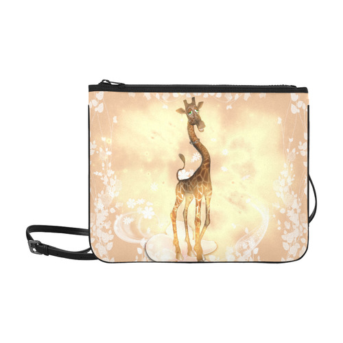 Sweet geiraffe with flowers Slim Clutch Bag (Model 1668)