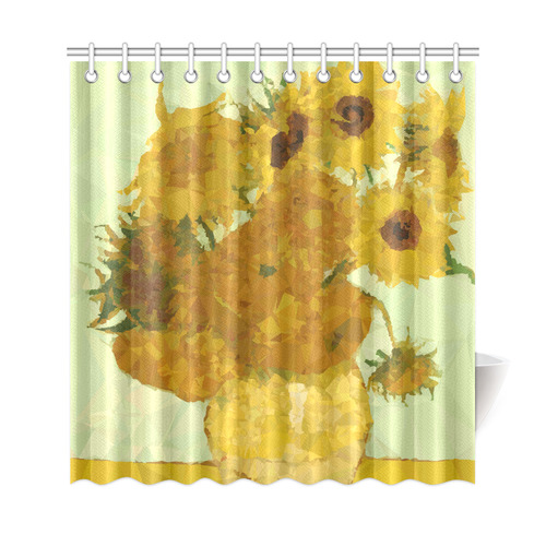 Van Gogh Sunflowers Low Poly Triangles Shower Curtain 69"x72"