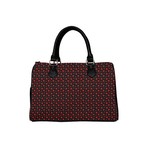 Rambunctious Red Polka Dots on Midnight Black Boston Handbag (Model 1621)