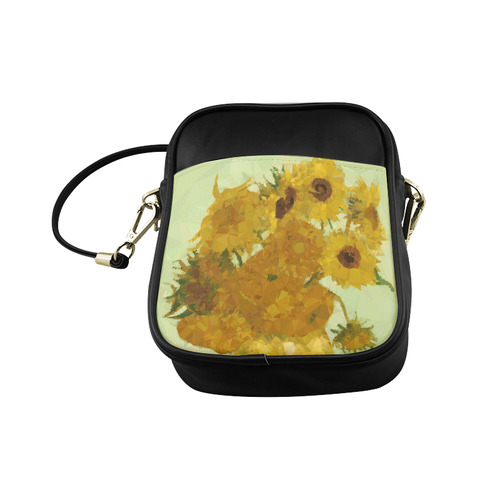 Van Gogh Sunflowers Low Poly Triangles Sling Bag (Model 1627)