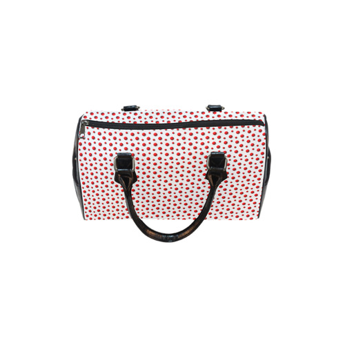 Rambunctious Red Polka Dots on Winter White Boston Handbag (Model 1621)