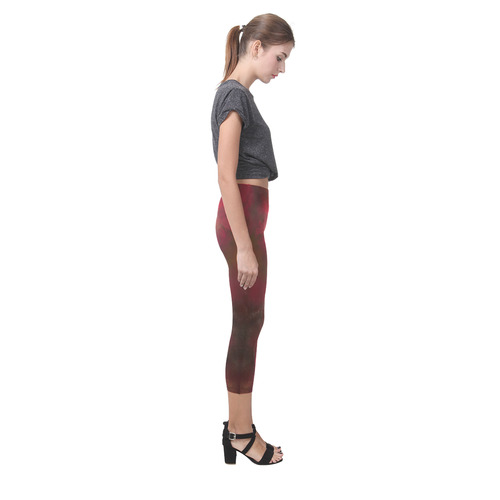 Dark red black batik look Capri Legging (Model L02)