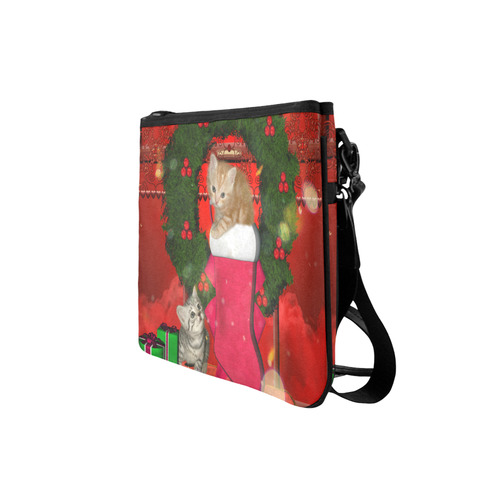 Christmas, funny kitten with gifts Slim Clutch Bag (Model 1668)