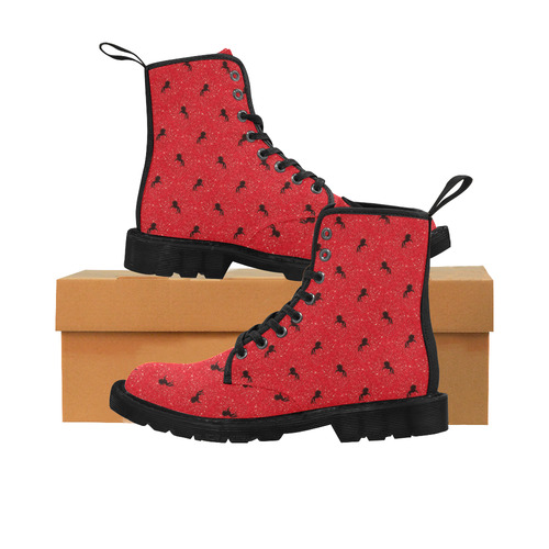 unicorn pattern red by JamColors Martin Boots for Women (Black) (Model 1203H)
