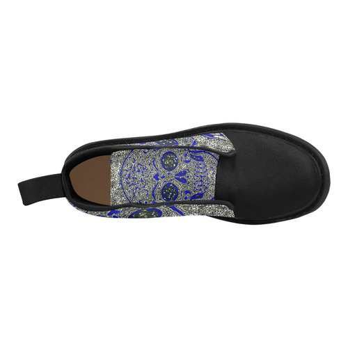 mosaic skull blue, bw by JamColors Martin Boots for Men (Black) (Model 1203H)