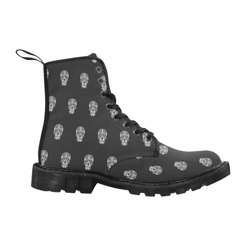 skull pattern bw Martin Boots for Men (Black) (Model 1203H)