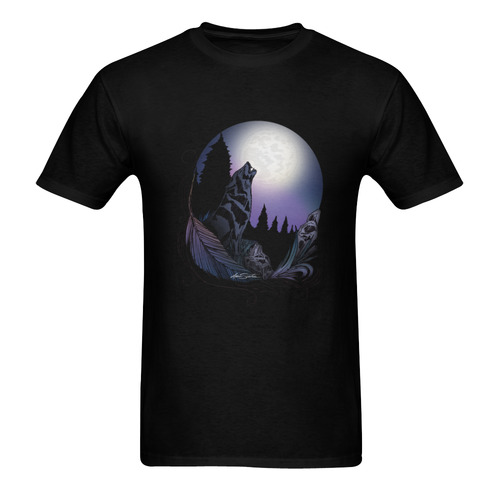 Howling Wolf Men's T-Shirt in USA Size (Two Sides Printing)