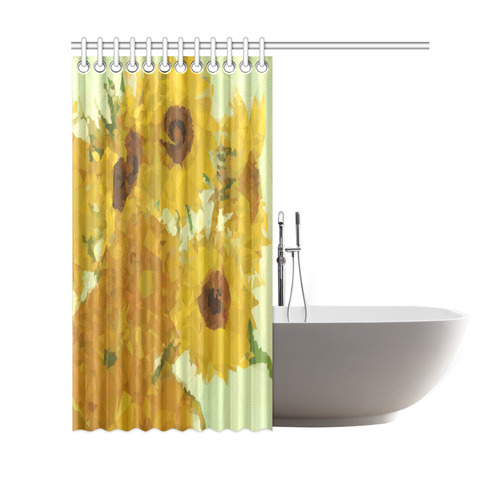 Van Gogh Sunflowers Low Poly Triangles Shower Curtain 69"x70"