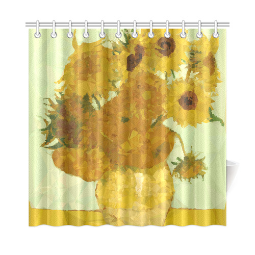 Van Gogh Sunflowers Low Poly Triangles Shower Curtain 72"x72"