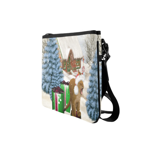Christmas cute little lion with christmas hat Slim Clutch Bag (Model 1668)