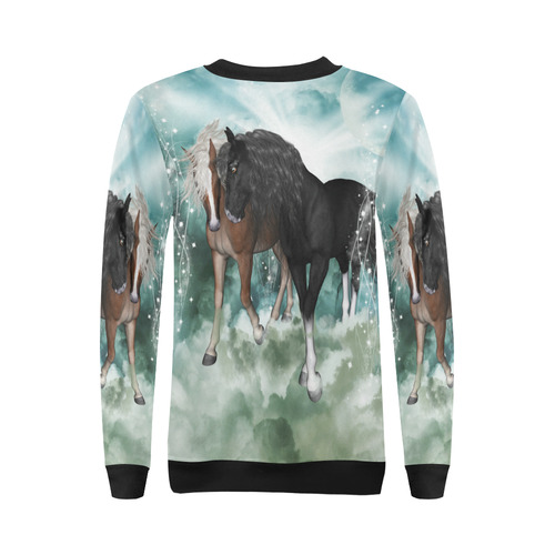 The wonderful couple horses All Over Print Crewneck Sweatshirt for Women (Model H18)