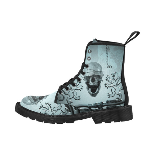 Scary skull with lion Martin Boots for Women (Black) (Model 1203H)