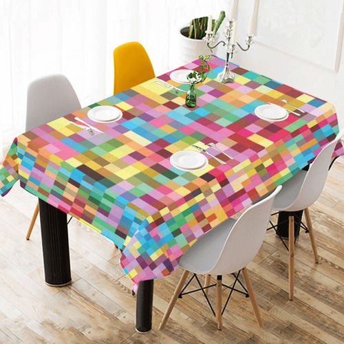 Mosaic Pattern 2 Cotton Linen Tablecloth 52"x 70"