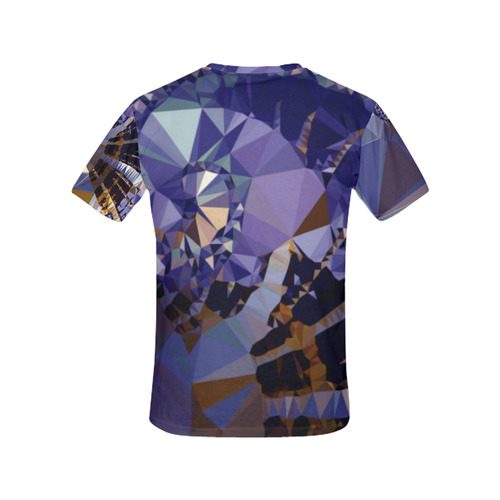Blue Gold Low Poly Fractal Triangles All Over Print T-Shirt for Women (USA Size) (Model T40)