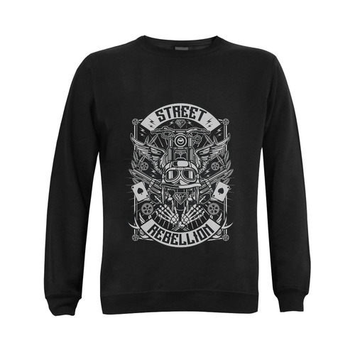 Street Rebellion Black Gildan Crewneck Sweatshirt(NEW) (Model H01)